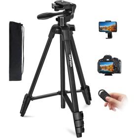GRIFEMA Trípode Cámara de Movil, 140cm Aluminio Tripode para Movil con Control Remoto Desmontable y Barra Movimiento, Rotación,