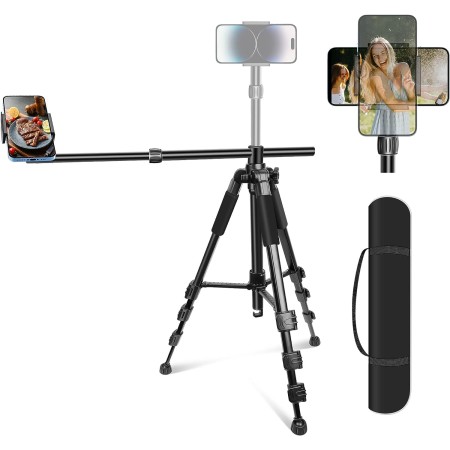 Elitehood Tripode para Movil Grabar Video, 180cm Tripode Movil Alto con Angulo de 360°Teléfono, Soporte iPhone Tripod Flexible