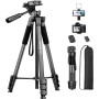 Nineigh 160cm Tripode para Movil Alto, Ligero Tripod de Aluminio con Control Remoto y Soporte Teléfono, Trípode Portátil de