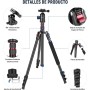 NEEWER 77'' Trípode Cámara,Monopié Trípode Plegable Aluminio para DSLR y Teléfono con 360°Rótula Panorámica,Columna Central 2