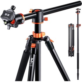 K&F Concept 240cm Trípode de Cámara, Trípode Video Profesional con Columna Central Transversal con Rótula de Bola Panorámica y
