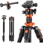 K&F Concept 240cm Trípode de Cámara, Trípode Video Profesional con Columna Central Transversal con Rótula de Bola Panorámica y