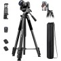 Nineigh 172cm Tripode Camara, Ligero Tripode de Aluminio, Trípode Movil para iPhone con Control Remoto & Soporte Teléfono,
