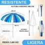 LOLAhome Sombrilla playa 200 cm y soporte arena, protección UV+50, sombrilla antiviento, varillas flexibles fibra vidrio, techo