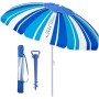 LOLAhome Sombrilla playa 200 cm y soporte arena, protección UV+50, sombrilla antiviento, varillas flexibles fibra vidrio, techo