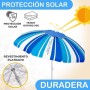 LOLAhome Sombrilla playa 200 cm y soporte arena, protección UV+50, sombrilla antiviento, varillas flexibles fibra vidrio, techo