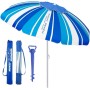 LOLAhome Sombrilla playa 200 cm y soporte arena, protección UV+50, sombrilla antiviento, varillas flexibles fibra vidrio, techo