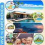 LOLAhome Sombrilla playa 200 cm y soporte arena, protección UV+50, sombrilla antiviento, varillas flexibles fibra vidrio, techo