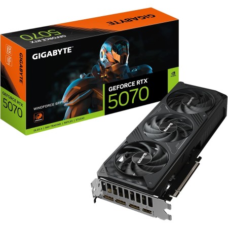 Gigabyte GeForce RTX 5070 WINDFORCE SFF 12G Tarjeta gráfica - 12 GB GDDR7, 192 bits, PCI-E 5.0, Frecuencia del núcleo 2512 MHz,