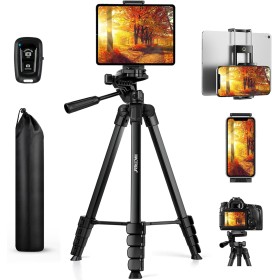 Trípode para iPad iPhone Cámara, 172cm Tripode Cámara de Movil con Remoto Bluetooth para Tableta Smartphone/Huawei/Samsung,