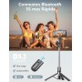 Palo Selfie Trípode Mejorado - 2 Luces de Relleno, Tripode para Movil 114 CM Extra Largo con Control Remoto Desmontable,