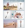 Palo Selfie Trípode Mejorado - 2 Luces de Relleno, Tripode para Movil 114 CM Extra Largo con Control Remoto Desmontable,