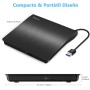 Rodzon Grabadora Externa USB 3.0, Unidades Portátil CD/DVD /-RW/ROM Estable con Lector/Quemador/Re - Quemador para Win 10/8 / 7