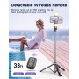 Palo Selfie Tripode con 2 Luces, Tripode para Movil 135CM Extra Largo con Control Remoto Desmontable, Selfie Stick con 1/4 de