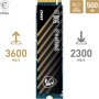 MSI Spatium M450 SSD 500GB PCIe 4.0 NVMe M.2 Unidad de Estado sólido Interna, 3600MB/s de Lectura y 2300MB/s de Escritura, 3D