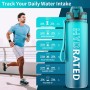 QLUR Water Bottle, 1 Litre Gym Water Bottle with Straw, Anti-Spill Sports Water Bottle, BPA-Free Water Bottle with Time Marker