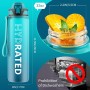 QLUR Water Bottle, 1 Litre Gym Water Bottle with Straw, Anti-Spill Sports Water Bottle, BPA-Free Water Bottle with Time Marker