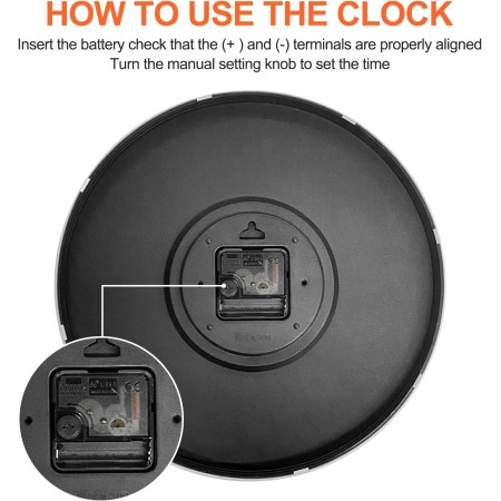 Uootach Reloj de Pared, 30CM Movimiento de Cuarzo silencioso, diseño Minimalista Moderno (Blancos Caracteres Negro)