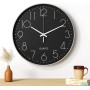 Uootach Reloj de Pared, 30CM Movimiento de Cuarzo silencioso, diseño Minimalista Moderno (Blancos Caracteres Negro)