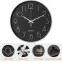 Uootach Reloj de Pared, 30CM Movimiento de Cuarzo silencioso, diseño Minimalista Moderno (Blancos Caracteres Negro)