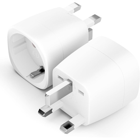 BHHB Paquete de 2 UK Adaptador Enchufe Universal, Desde Español de 2 Pines a UK de 3 Pines Adaptador Enchufe UK, Aplicable a