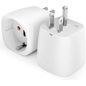 BHHB Paquete de 2 Adaptador Enchufe USA, de Español de 2 Pines a Americano de 3 Pines Adaptador Enchufe Americano, Adaptador de