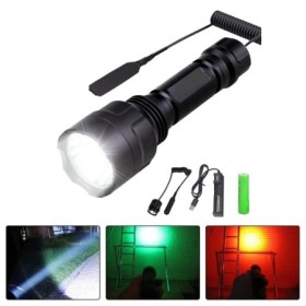 Luz de pistola para arma al aire libre, linterna táctica LED verde, li