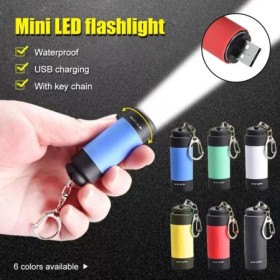 Mini linterna portátil, llavero de bolsillo recargable por USB, linter
