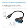 cable sata Adaptador sata a usb 3.0 Adaptador ssd usb Compatible con discos duros externos e internos Adaptador SSD/HDD de 2,5