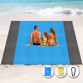 Henrycares Alfombra de Playa 300 x 275cm Grande, Mantas de Playa Antiarena Impermeable Esterilla Playa, Playa Accesorios con 4