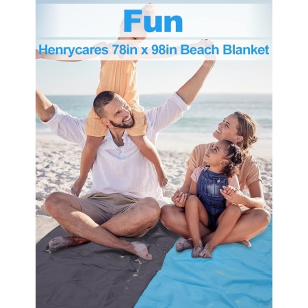 Henrycares Alfombra de Playa 300 x 275cm Grande, Mantas de Playa Antiarena Impermeable Esterilla Playa, Playa Accesorios con 4