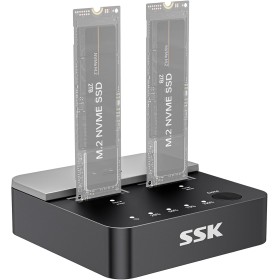 SSK 20 Gbps Caja SSD NVMe M.2 de Doble Bahía, Estaciones de Acoplamiento sin Herramientas para Discos Duros Adaptador USB 3.2