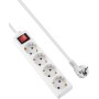 GRIFEMA Regleta Enchufes con 4 Tomas y Interruptor, 3500 W, 16 A, 1,5 m, Blanco, Protección Infantil, Orientación a 45 Grados,
