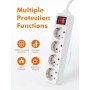 GRIFEMA Regleta Enchufes con 4 Tomas y Interruptor, 3500 W, 16 A, 1,5 m, Blanco, Protección Infantil, Orientación a 45 Grados,