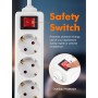 GRIFEMA Regleta Enchufes con 4 Tomas y Interruptor, 3500 W, 16 A, 1,5 m, Blanco, Protección Infantil, Orientación a 45 Grados,