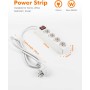GRIFEMA Regleta Enchufes con 4 Tomas y Interruptor, 3500 W, 16 A, 1,5 m, Blanco, Protección Infantil, Orientación a 45 Grados,