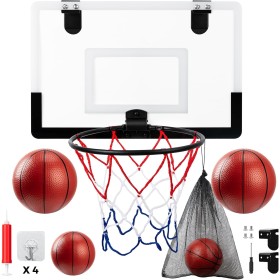 wulwun Mini Canasta de Baloncesto para Niños - Set Completo con Opciones de Montaje Versátiles y Protección para Puertas y