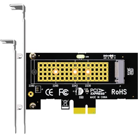 GLOTRENDS PA09-X1 Adaptador M.2 NVMe a PCIe X1 para SSD M.2 NVMe 2230/2242/2260/2280, Instalación PCIe X1
