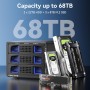 Carcasa NVMe Híbrida 2*3.5 RAID HDD+3*M.2 con ventilador para 2.5/3.5" SATA HDD/SSD, Carcasa Disco Duro USB3.2 Gen2 10Gbps