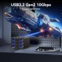 Carcasa NVMe Híbrida 2*3.5 RAID HDD+3*M.2 con ventilador para 2.5/3.5" SATA HDD/SSD, Carcasa Disco Duro USB3.2 Gen2 10Gbps
