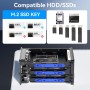 Carcasa NVMe Híbrida 2*3.5 RAID HDD+3*M.2 con ventilador para 2.5/3.5" SATA HDD/SSD, Carcasa Disco Duro USB3.2 Gen2 10Gbps