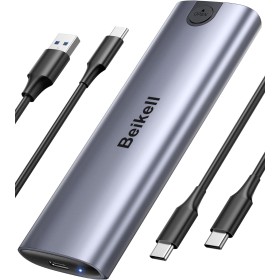 Beikell Carcasa M.2 NVMe SSD, Sin Herramientas USB 3.2 Gen 2×1 10Gbps Carcasa Adaptador, Caja Disco Duro Soporte