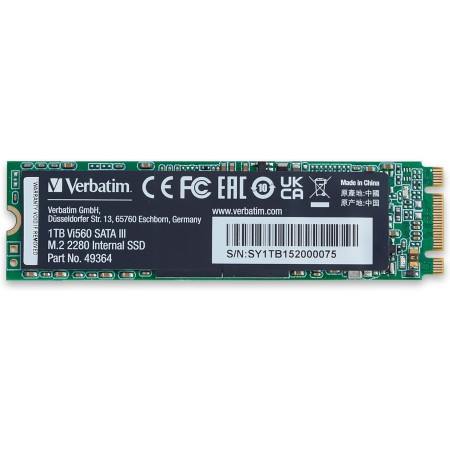 Verbatim Vi560 S3 M.2 SSD - SSD Interno 1TB - Solid State Drive - Adaptador SATA III M.2 - Unidad SSD Interna con tecnología