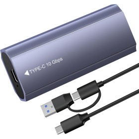 Carcasa SSD M2 NVMe/SATA, USB C 3.2 Gen 2 10Gbps Adaptador m2 a USB con UASP 4TB M/M+B Key 2230/2242/2260/2280, Compatible Mac,