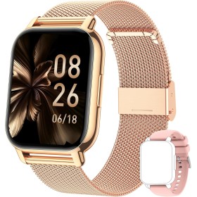 Popglory Reloj Inteligente Mujer, Smartwatch Con Llamadas, Presión Arterial, 100+ Deportes, Frecuencia Respiratoria, Cardíaca,