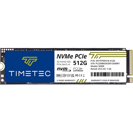 Timetec SSD de NVMe PCIe Gen3x4 8Gb/s M.2 2280 3D NAND TLC 150TBW Alto Rendimiento SLC Cache Velocidad de Lectura/Escritura