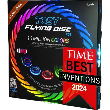 TOSY Disco Volador 16 Millones de Colores RGB o 36 LED, Brillante, Modos Inteligentes, iluminación automática, Recargable,