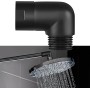 Emiif Adaptador de codo de ducha, cabezal de ducha G1/2 de latón, adaptador de ángulo de 90°, acabado negro, rosca hembra macho