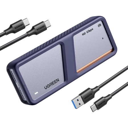 UGREEN Caja SSD M.2 NVMe 40Gbps, Carcasa M.2 PCIe UASP Trim USB 4.0 de 2230/2242/2260/2280 con M-Key o M+B Key Compatible con