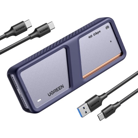 UGREEN Caja SSD M.2 NVMe 40Gbps, Carcasa M.2 PCIe UASP Trim USB 4.0 de 2230/2242/2260/2280 con M-Key o M+B Key Compatible con